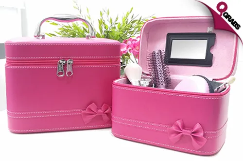 For QR79 Bring Beauty Wherever You Go with a Set of Two Cosmetic Cases - Choose from 6 Fashionable Colors! (QR189 Value)
